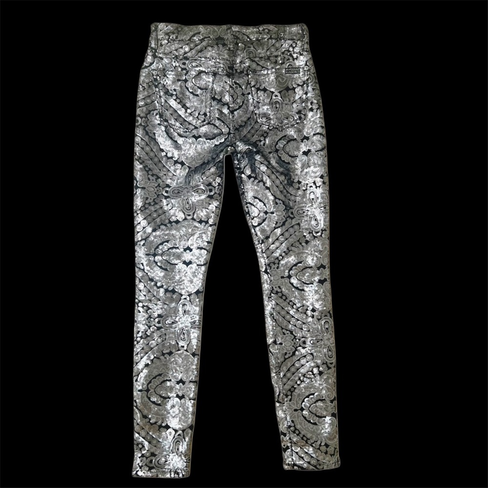 7 For All Mankind Gold/Silver Sequin Jeans / Pants - Size 25 - Picture 5 of 15
